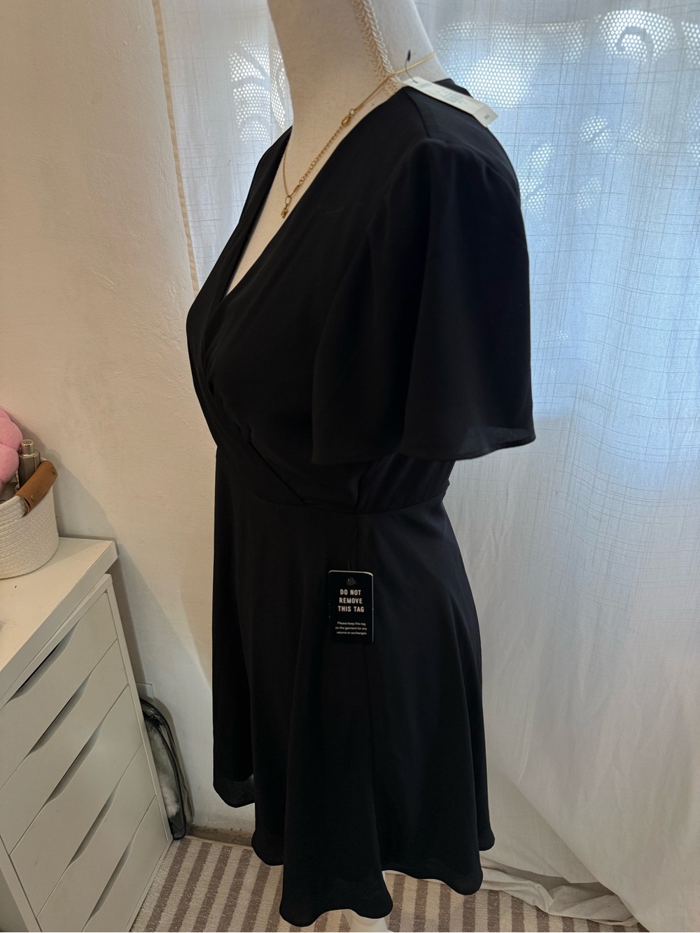 Express Black Wrap Mini Dress - Picture 3 of 4